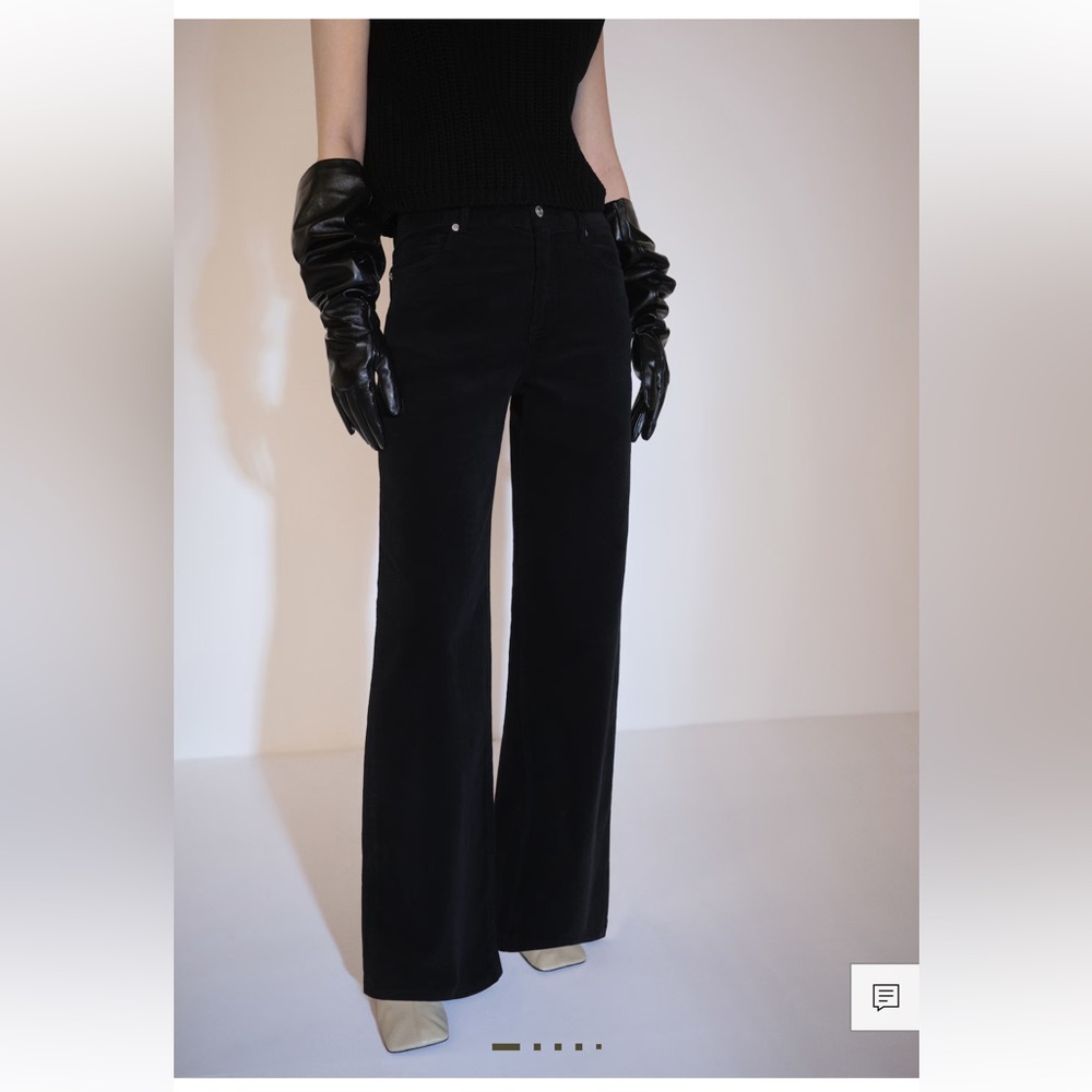 NWT Mango Wide Leg Black Corduroy Jeans